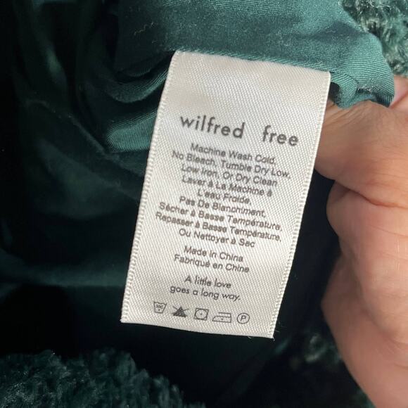 Wilfred Free Women's Green Cocoon Shawl Collar One Button Plush Jacket Sz Medium - Picture 4 of 8